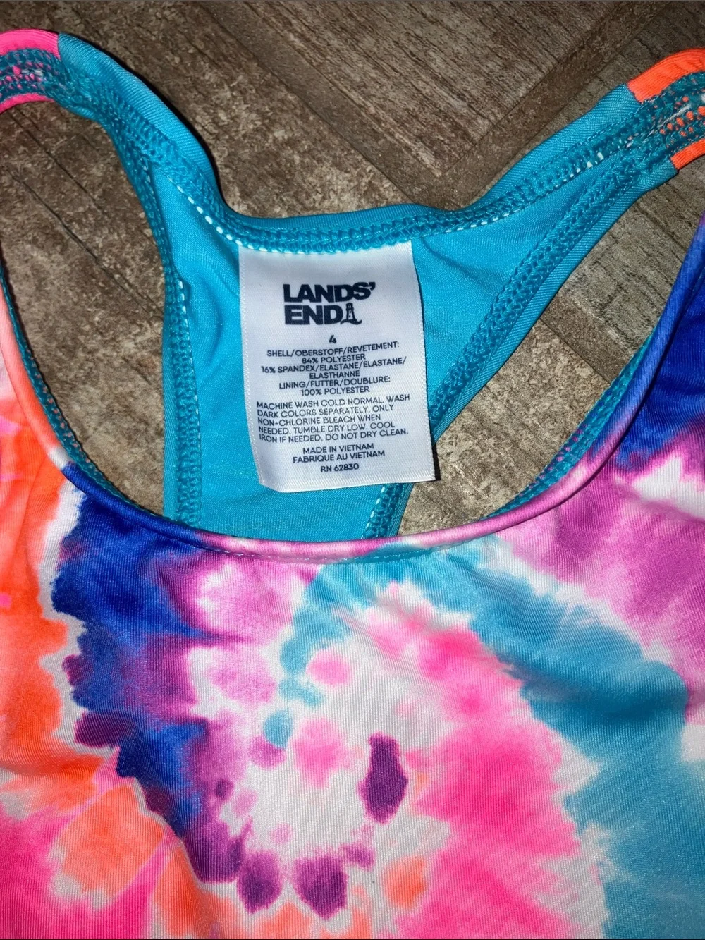 LANDS END GIRLS Tie-Dye Tankini Swim Set